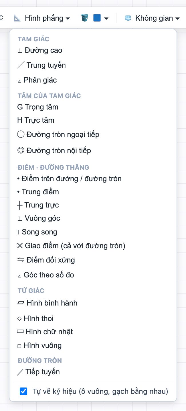 Menu Hình phẳng